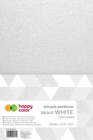 Arkusze piankowe brokatowe Happy Color A4 białe 5 ark.