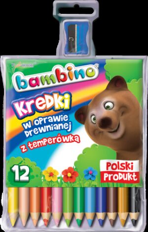 Kredki ołówkowe Bambino 12 kolorów z temperówką