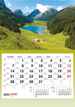 Terminarz 2025 Ścienny Górskie widoki