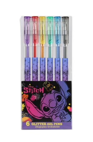 Długopisy brokatowe Disney Black Stitch 6 kolorów