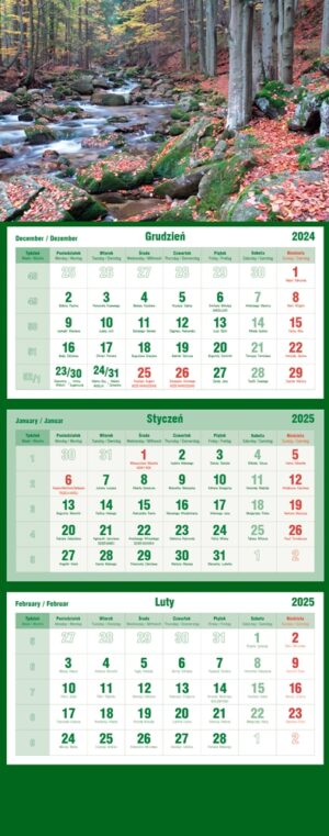 Kalendarz 2025 trójdzielny