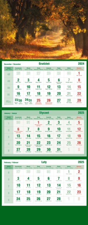 Kalendarz 2025 trójdzielny