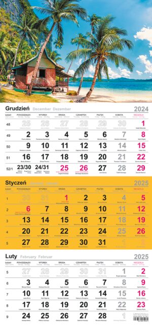 Kalendarz 2025 trójdzielny