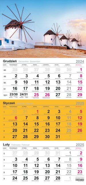 Kalendarz 2025 trójdzielny