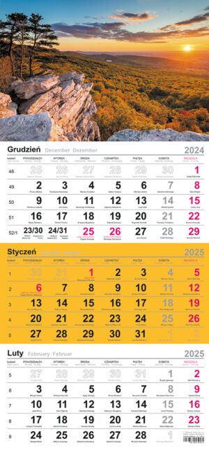 Kalendarz 2025 trójdzielny