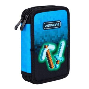 Piórnik 2-komorowy z wyposażeniem Astrabag Blue Pixel
