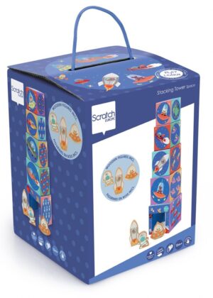 Piramida edukacyjna i drewniane figurki Kosmos Scratch