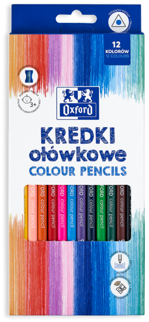 Kredki ołówkowe Oxford Regular z temperówką 12 kolorów