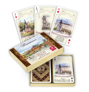 Karty do gry Warszawa Akwarele komplet brydżowy 2x55 kart