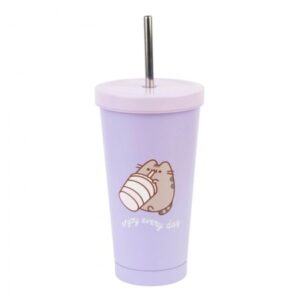 Kubek 500ml Pusheen metalowy z rurką VM03