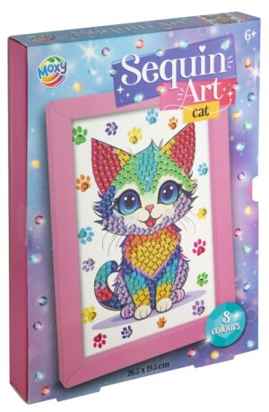 Obraz cekinowy z ramą Kot