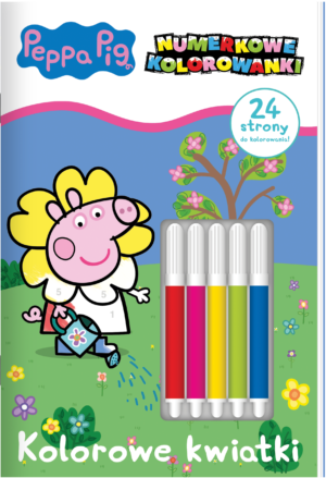 Kolorowe kwiatki. Świnka Peppa. Numerkowe kolorowanki