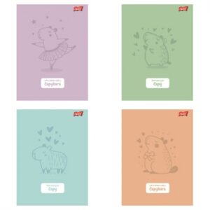 Paczka Zeszyt A5 32k.linia dwukolorowa pastel Capybara mix pakiet 15 sztuk