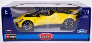 Bburago Model 1:18 Bugatti Mistral W16 żółty Roadster sportowy samochód18-11051